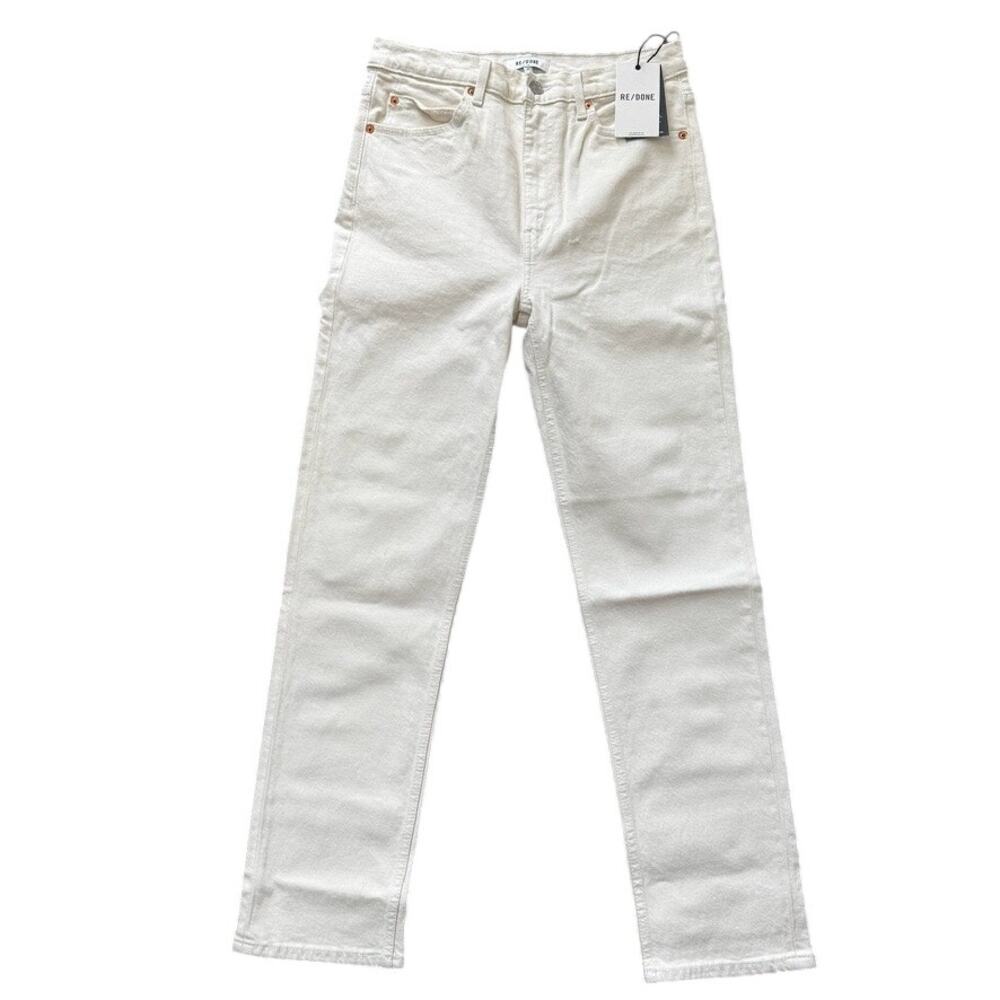 Re/Done 70s Straight Jeans Button Fly Off White Wash Size 28